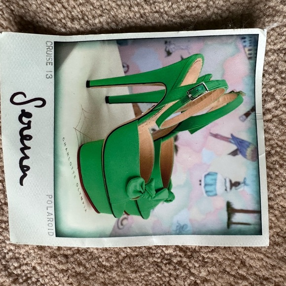 Charlotte Olympia Gren Satin Serena Bow PVC Ankle Strap Platform Sandals Size 39 - Picture 8 of 8